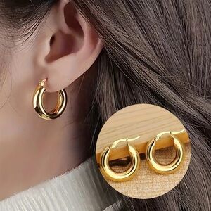 Fashion Jewelry Shiny Gold Hoop Earrings